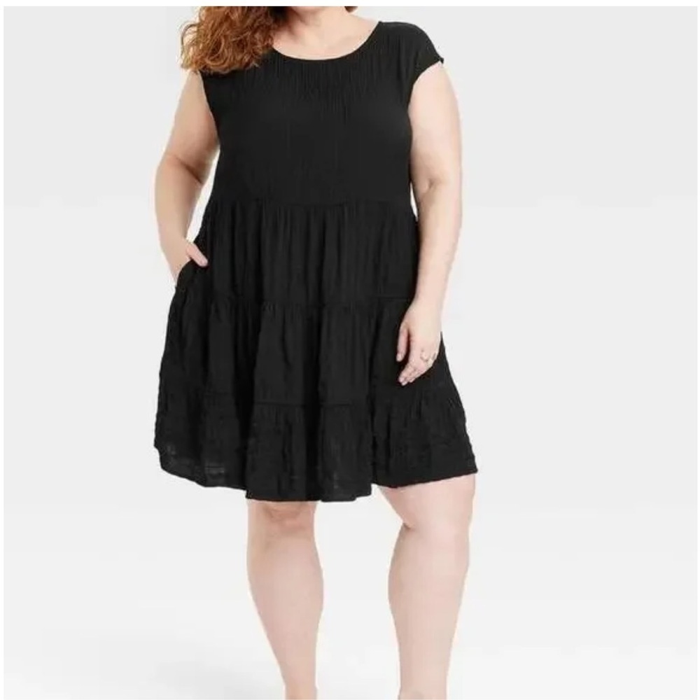 Knox Rose Womens Living
Black Tiered
Crinkle Prairie Short Dress